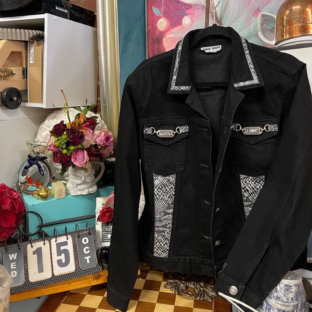 David vtg black denim 90 cute jacket
